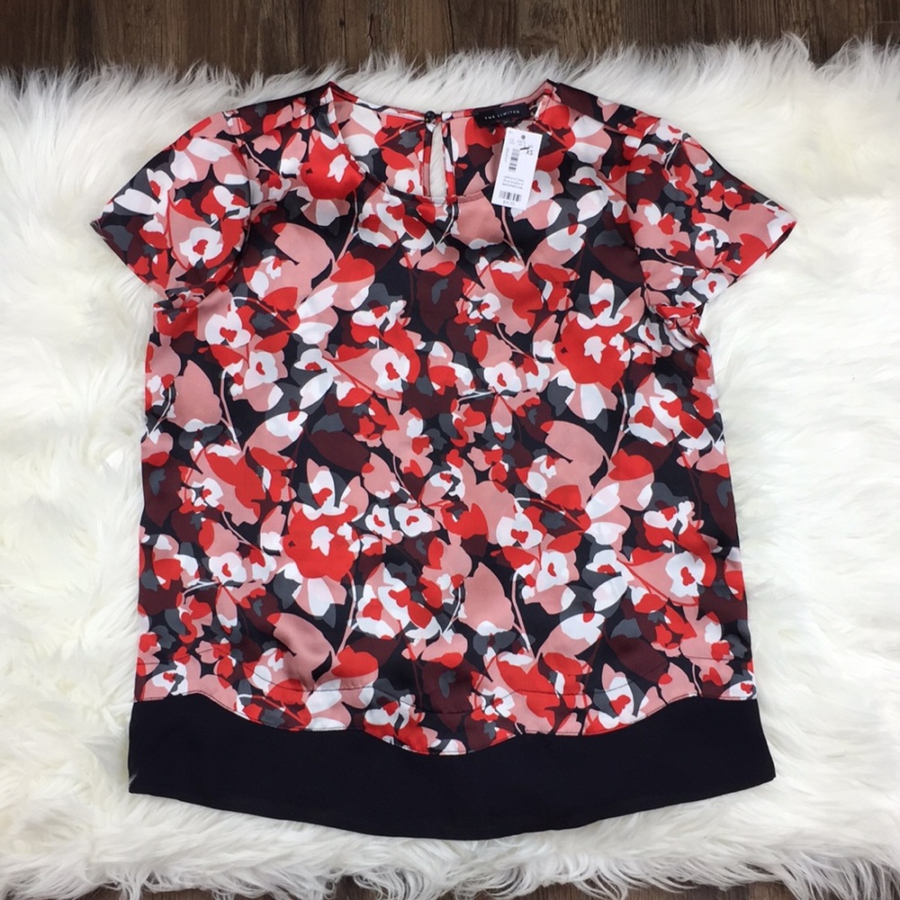 The Limited Red & Black Floral Top XS